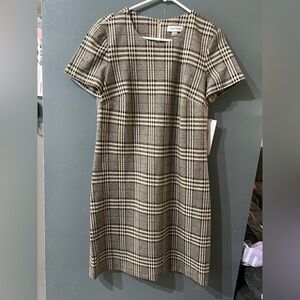 NWT Calvin Klein Women's Mini Plaid Dress - Black and Cream